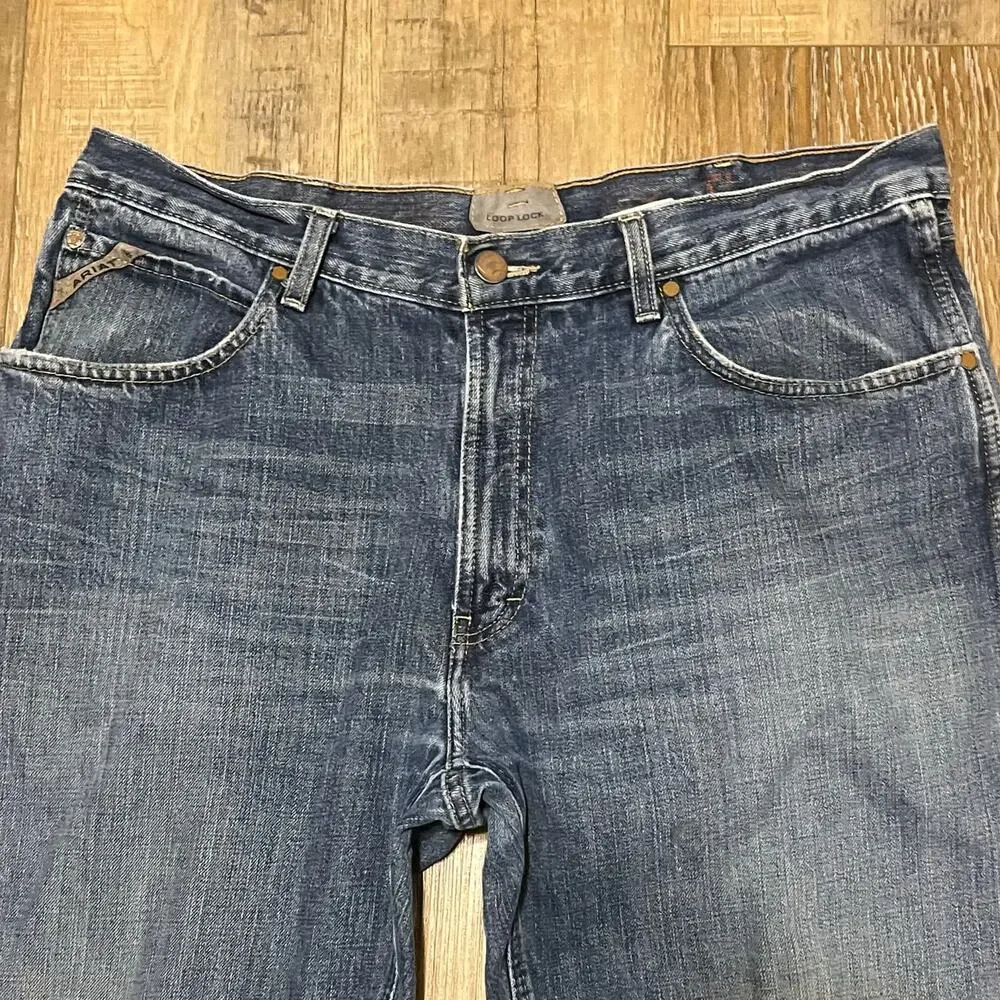 Ariat M3 Jeans Men's 38x32 Athletic Straight Leg Denim Medium Wash Work Western - Picture 2 of 9